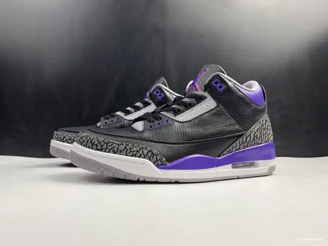 CT8532 Air 050 Retro Black 3 Court Purple Jordan 0430